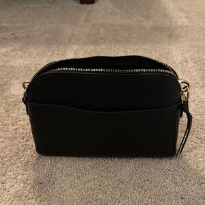 Black Leather Eclipse Crossbody Bag
